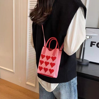 Mini Heart Knit Crossbody Bag