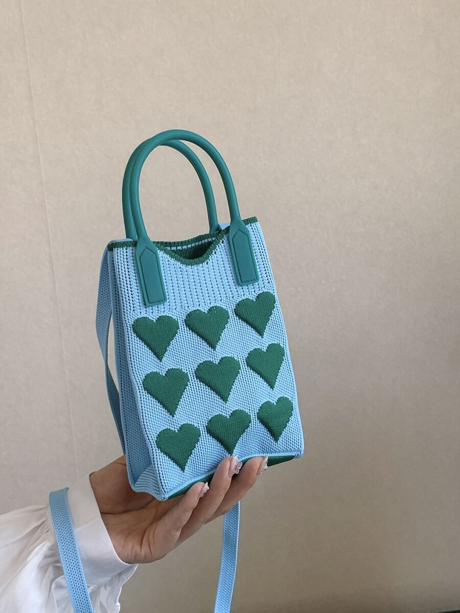 Mini Heart Knit Crossbody Bag