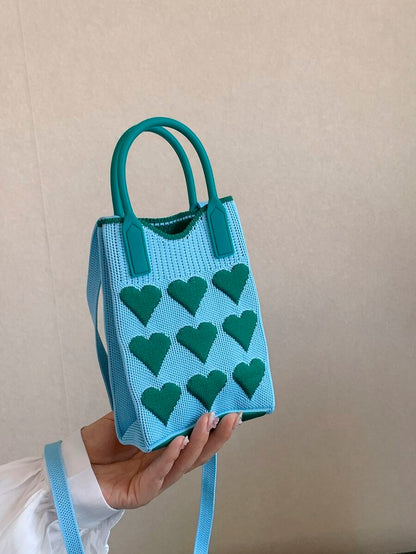 Mini Heart Knit Crossbody Bag