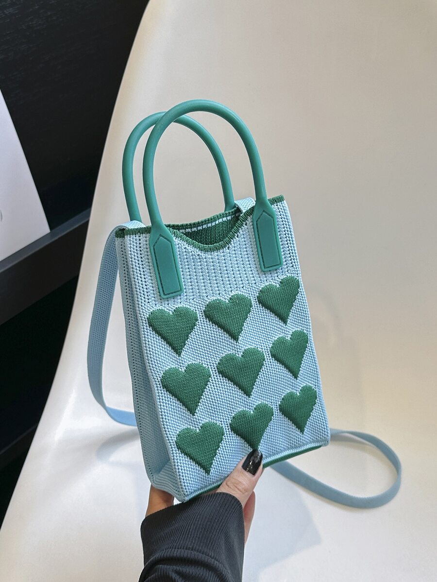 Mini Heart Knit Crossbody Bag