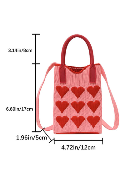 Mini Heart Knit Crossbody Bag
