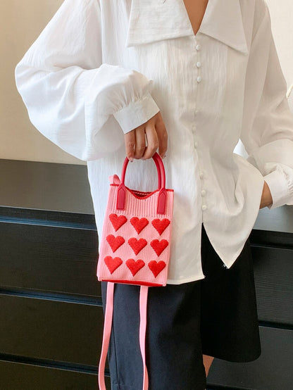 Mini Heart Knit Crossbody Bag