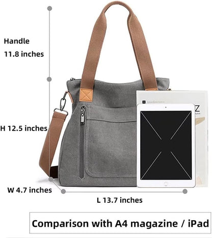 Vintage Canvas 2-in-1 Shoulder and Crossbody Bag