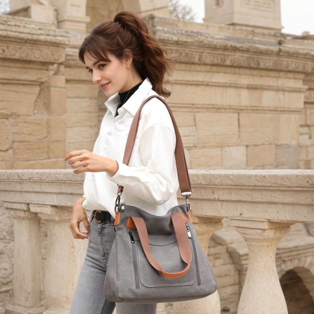 Vintage Canvas 2-in-1 Shoulder and Crossbody Bag