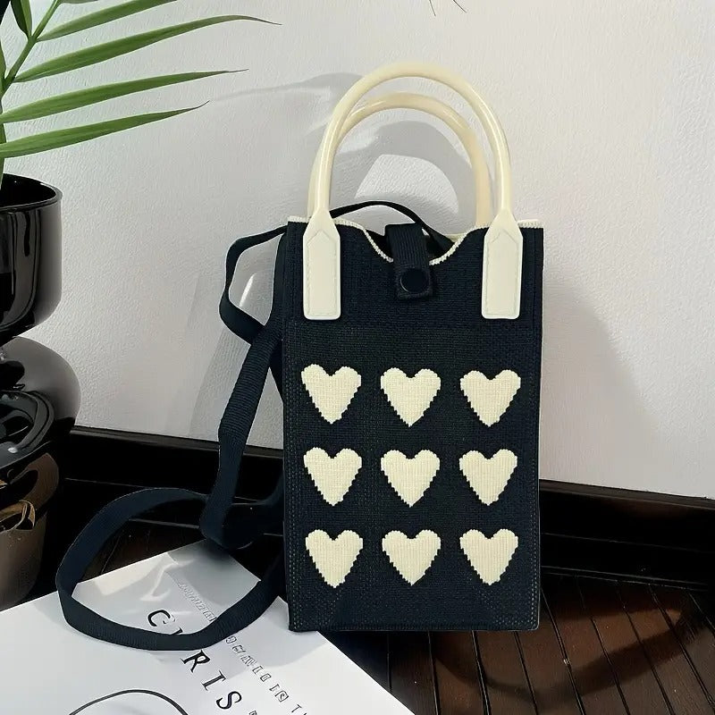 Mini Heart Knit Crossbody Bag