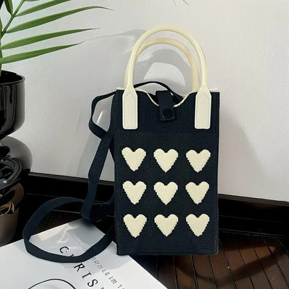 Mini Heart Knit Crossbody Bag