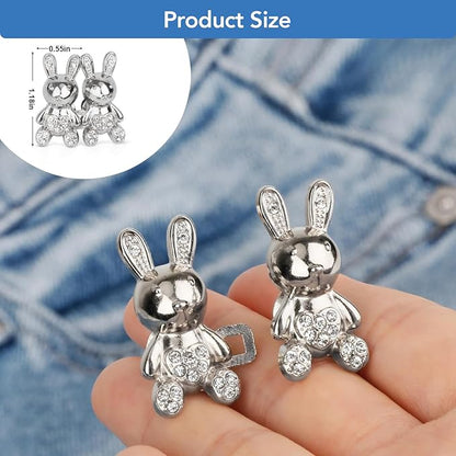 Kawn® 2Pcs Adjustable Waist Button Pins – Rabbit Silver