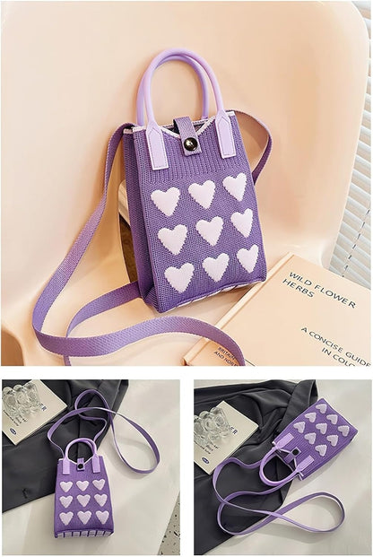 Mini Heart Knit Crossbody Bag