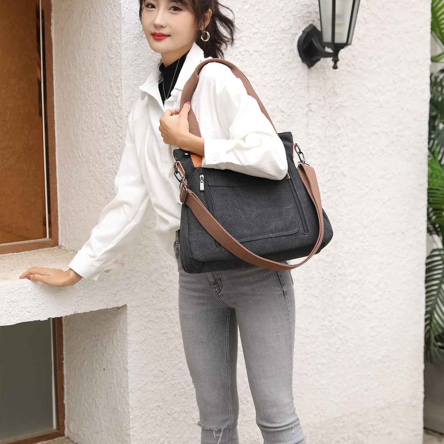 Vintage Canvas 2-in-1 Shoulder and Crossbody Bag