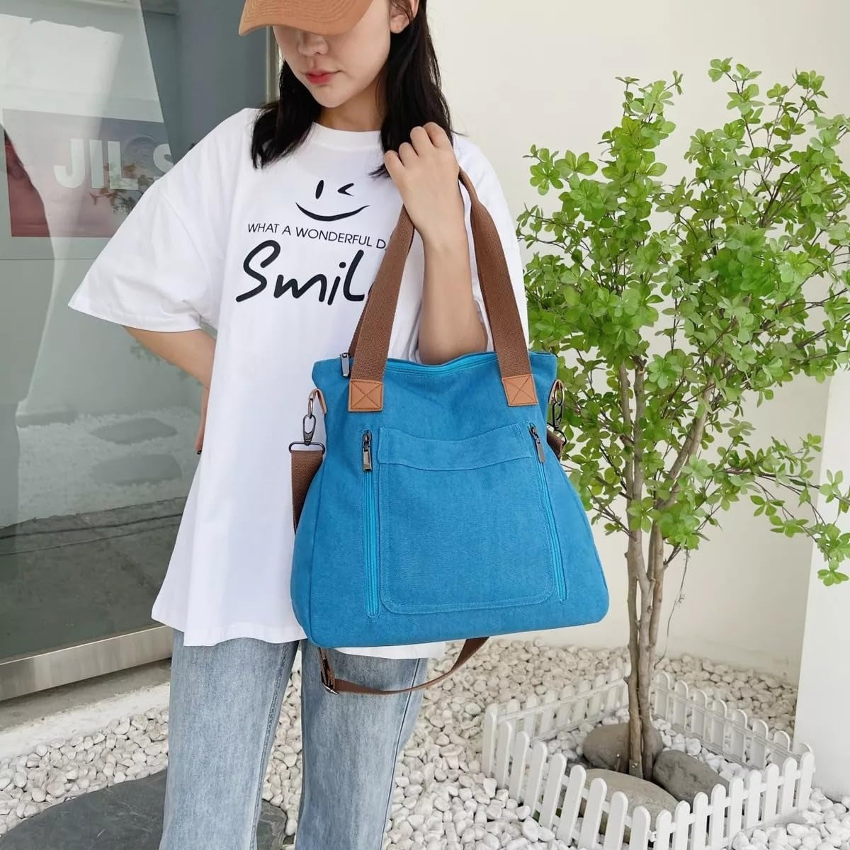 Vintage Canvas 2-in-1 Shoulder and Crossbody Bag