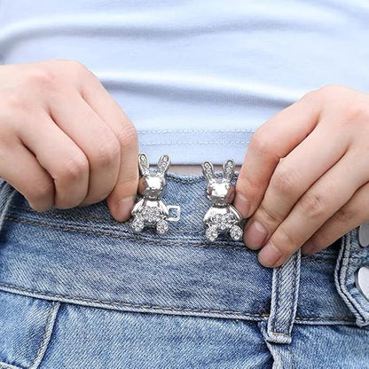 Kawn® 2Pcs Adjustable Waist Button Pins – Rabbit Silver