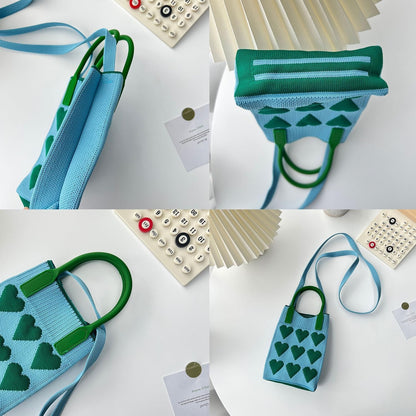 Mini Heart Knit Crossbody Bag