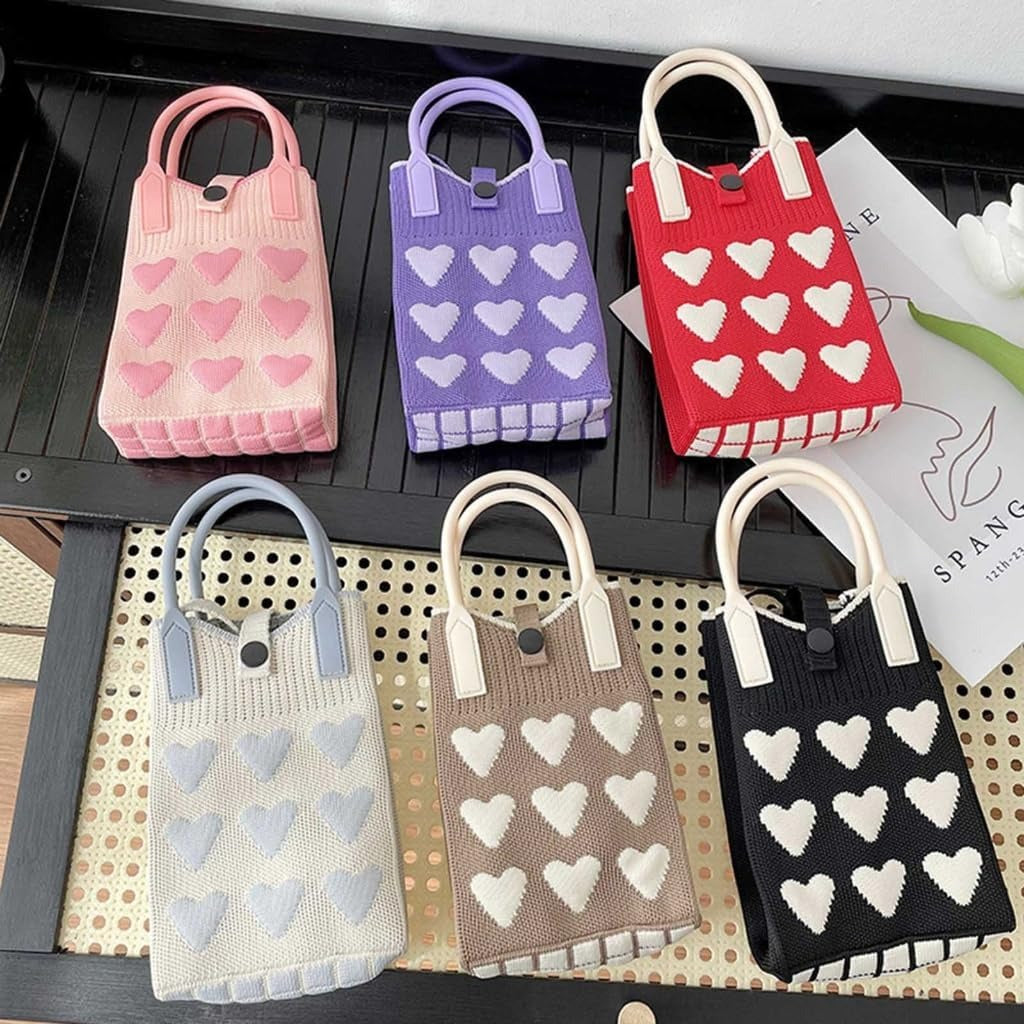 Mini Heart Knit Crossbody Bag