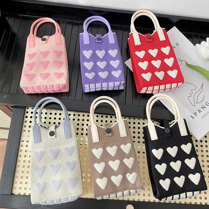 Mini Heart Knit Crossbody Bag