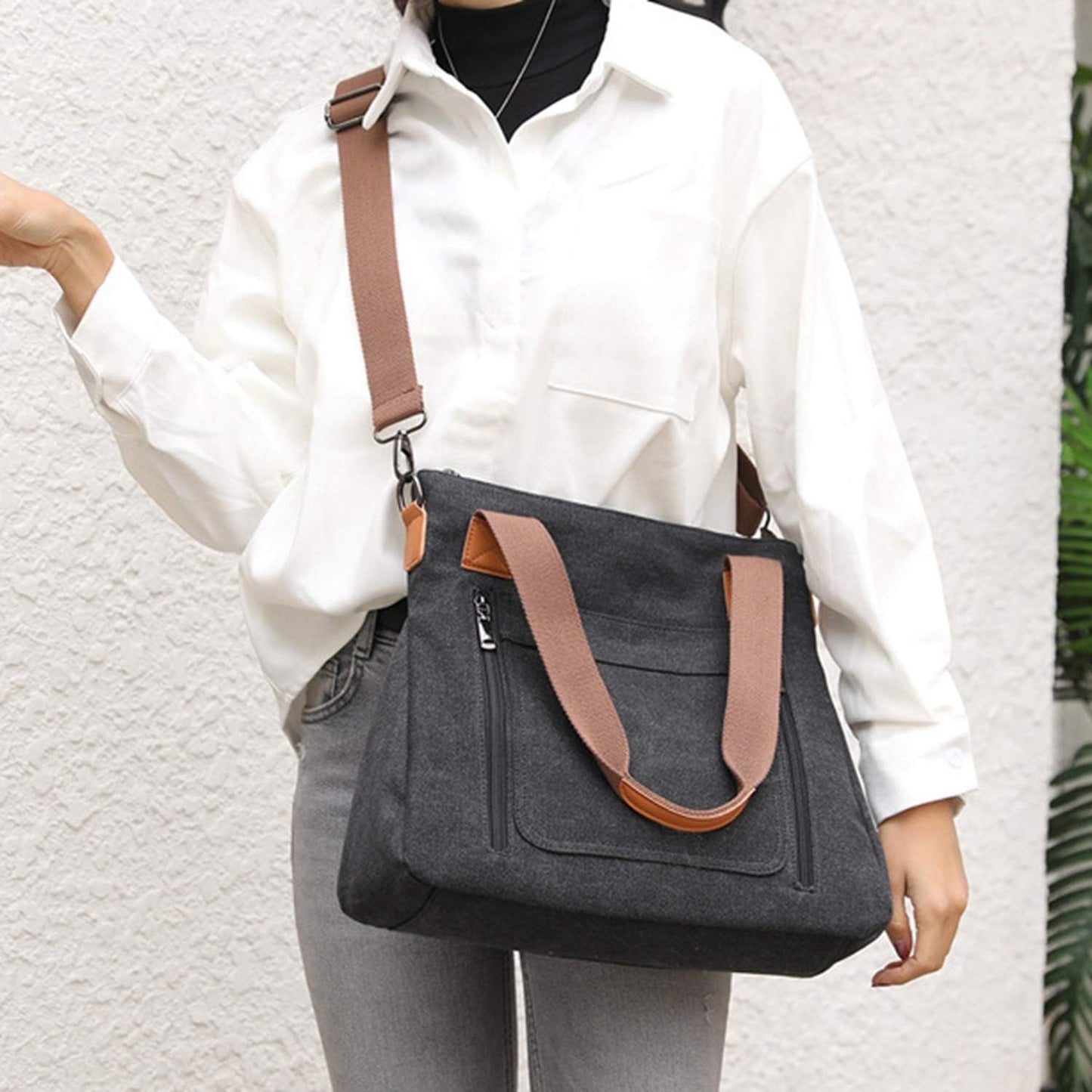 Vintage Canvas 2-in-1 Shoulder and Crossbody Bag