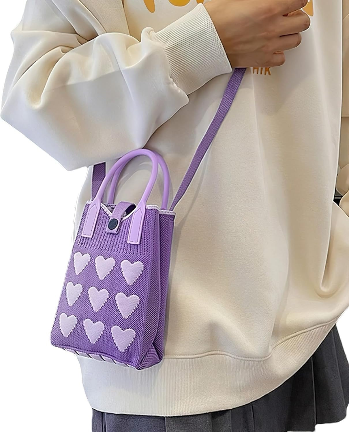 Mini Heart Knit Crossbody Bag