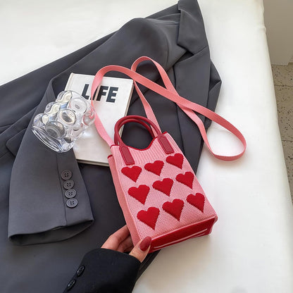 Mini Heart Knit Crossbody Bag