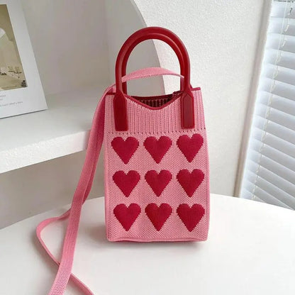 Mini Heart Knit Crossbody Bag