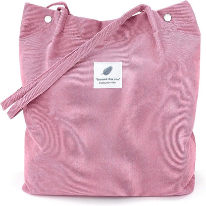 Everyday Ribbed Shoulder Bag with Snap Closure