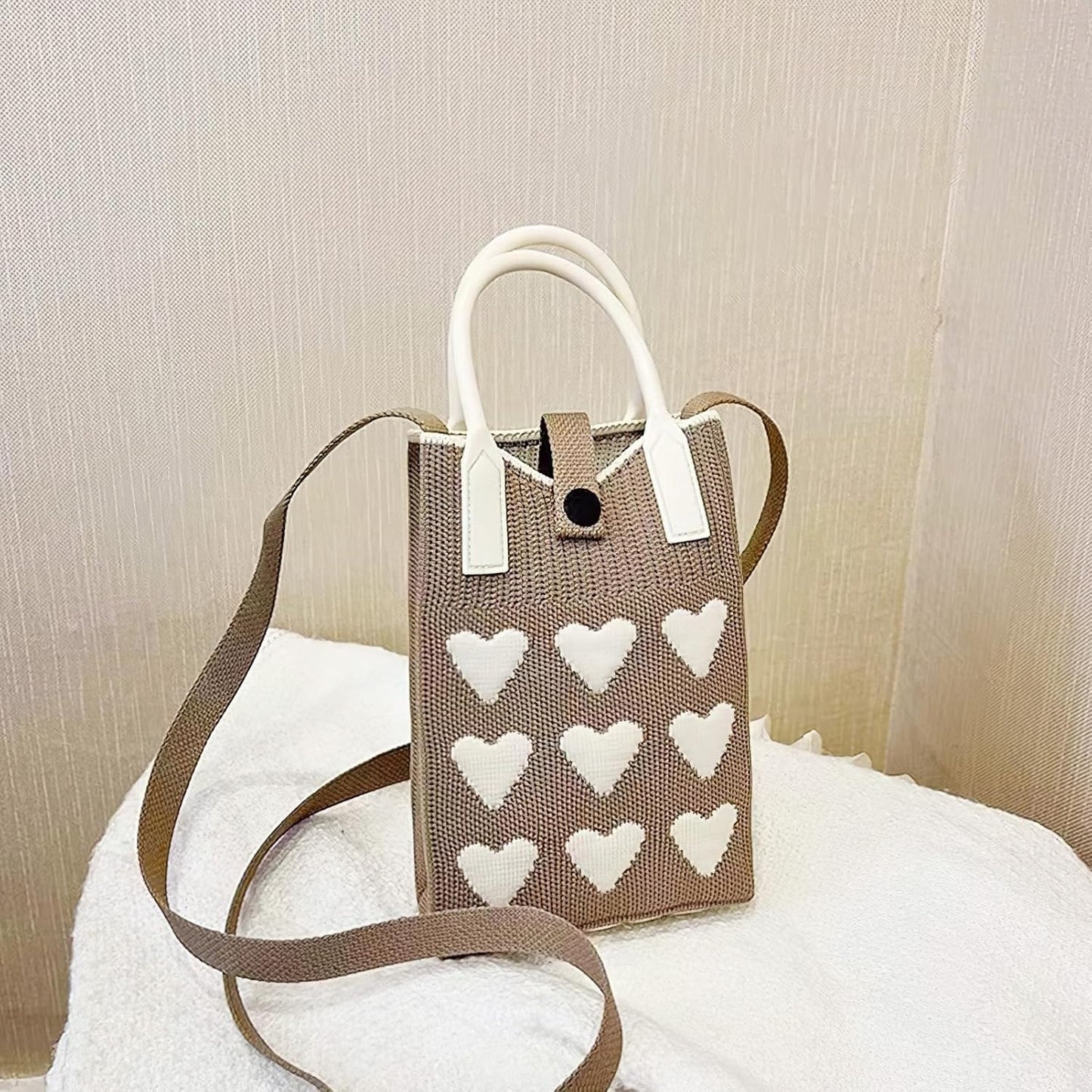 Mini Heart Knit Crossbody Bag