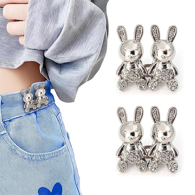 Kawn® 2Pcs Adjustable Waist Button Pins – Rabbit Silver