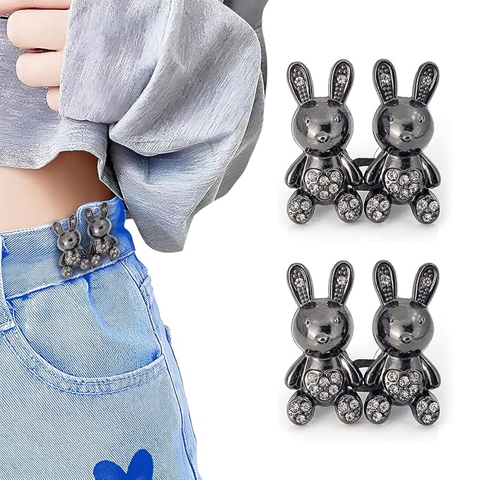 Kawn® 2Pcs Adjustable Waist Button Pins – Rabbit Black