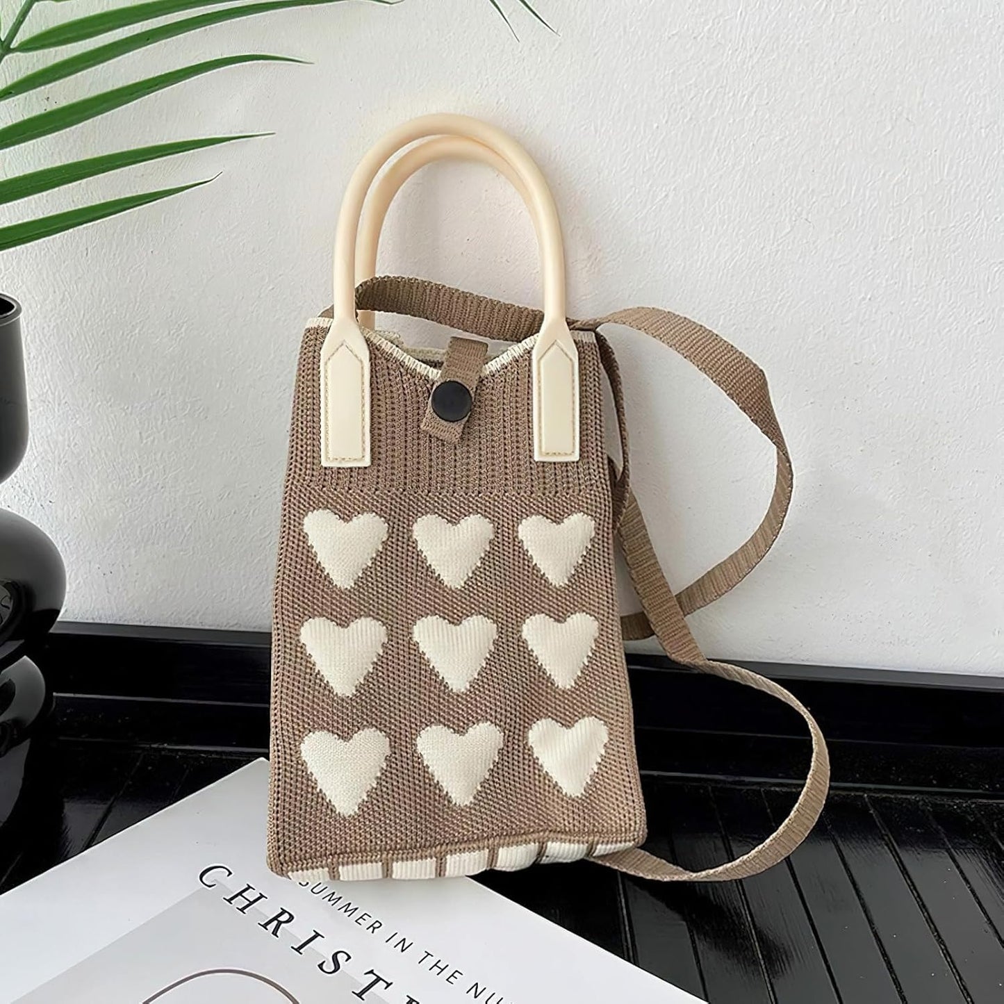 Mini Heart Knit Crossbody Bag