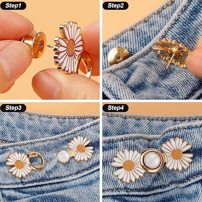 Kawn® 4Pcs Adjustable Waist Buttons – Daisy