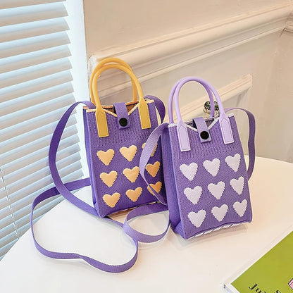 Mini Heart Knit Crossbody Bag