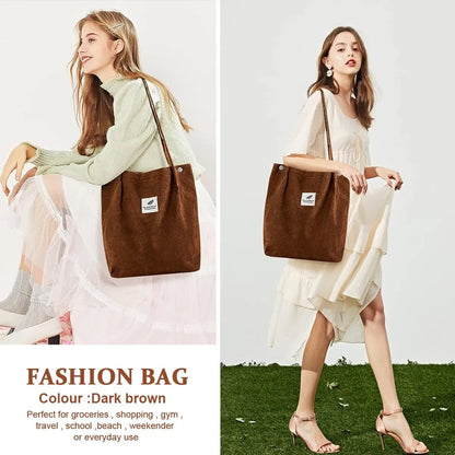 Everyday Ribbed Shoulder Bag with Snap Closure