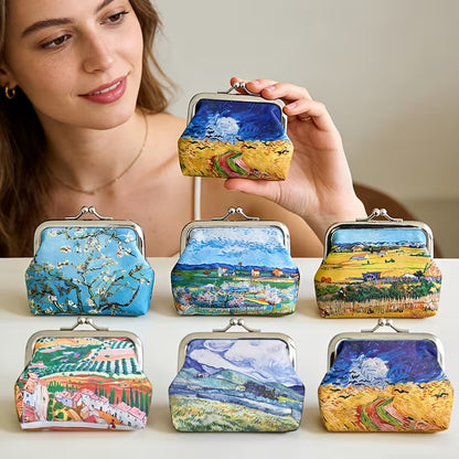 6pc Oil Painting Coin Pouch Set