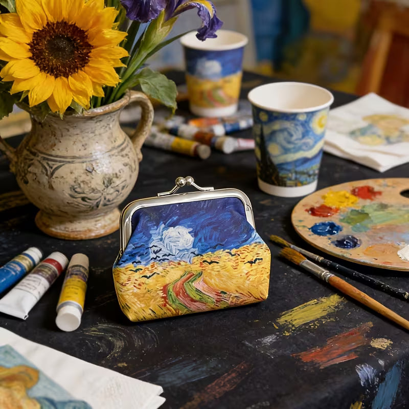 6pc Oil Painting Coin Pouch Set