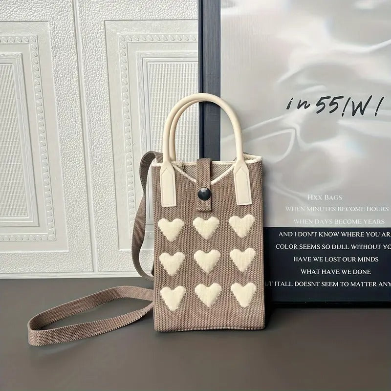 Mini Heart Knit Crossbody Bag