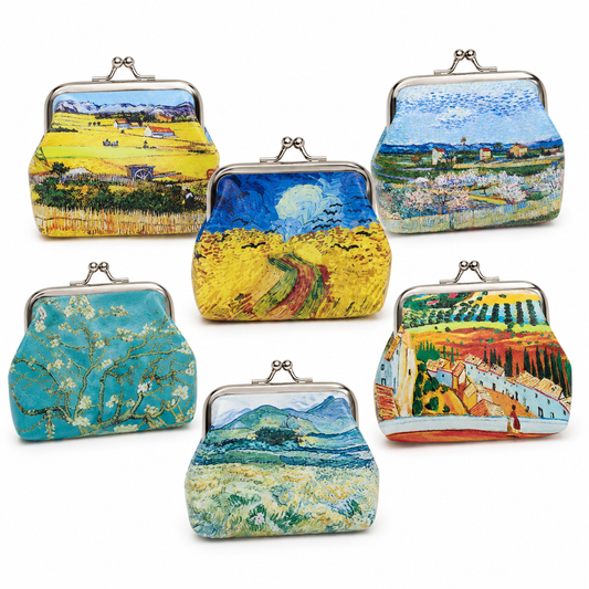 6pc Oil Painting Coin Pouch Set