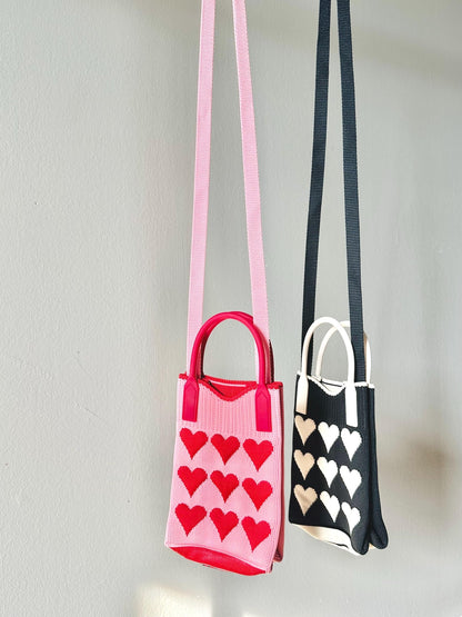 Mini Heart Knit Crossbody Bag