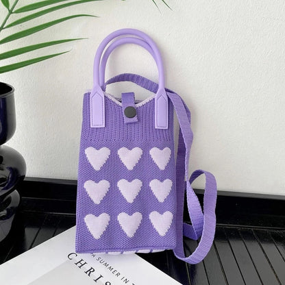 Mini Heart Knit Crossbody Bag