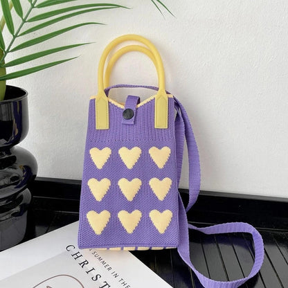 Mini Heart Knit Crossbody Bag