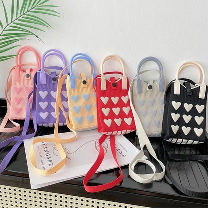 Mini Heart Knit Crossbody Bag